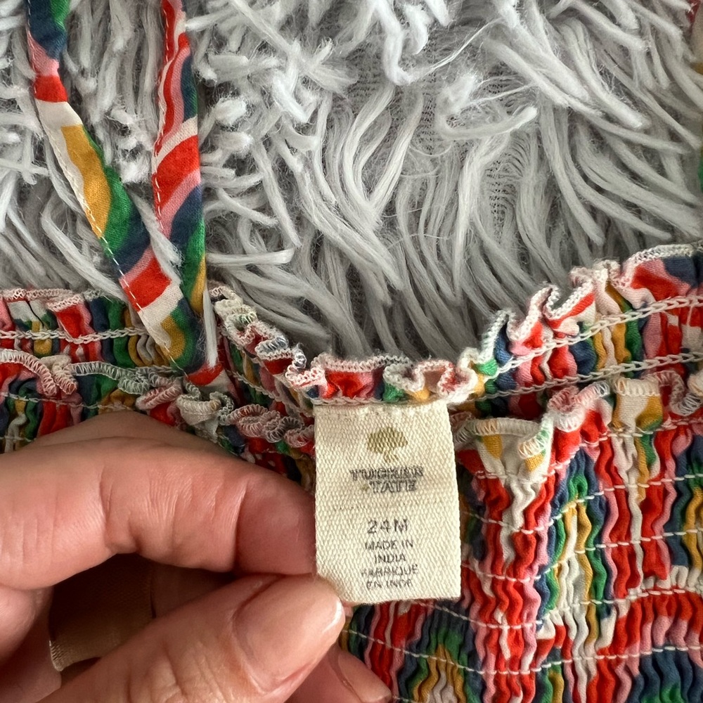 ❤️Tucker + Tate Ivory Egret Rainbow Stacks Dress EUC - Picture 4 of 5